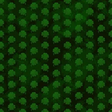 St Patricks Clover seamless pattern green clover on grunge dark background Illustrazione stock