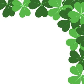 St. Patricks corner frame border of shamrocks in trendy green. Copy space Stock Illustration