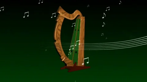 St Patricks Day - 3D Harp Stock Footage 64786