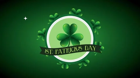 St patricks day animation with clovers in circular frame and ribbon with te.. Stock-Footage 338315710