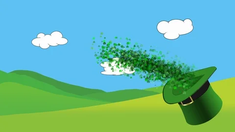 St Patricks day animation with hat shamrock and rainbow, no text Stock Footage 101415142
