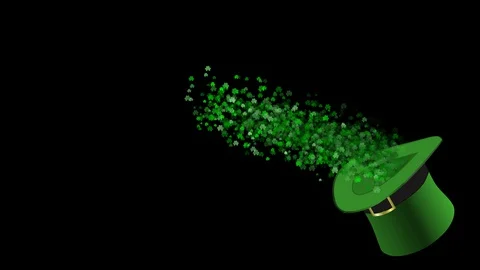 St Patricks day animation with hat shamrock and rainbow, no text Stock Footage 101415432