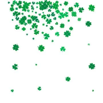 St. Patricks day background with flying clovers. Stock Illustration