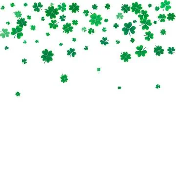 St. Patricks day background with flying clovers. Stock Illustration