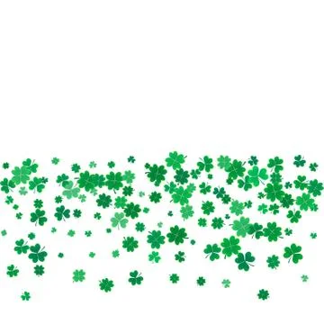 St. Patricks day background with flying clovers. Stock Illustration