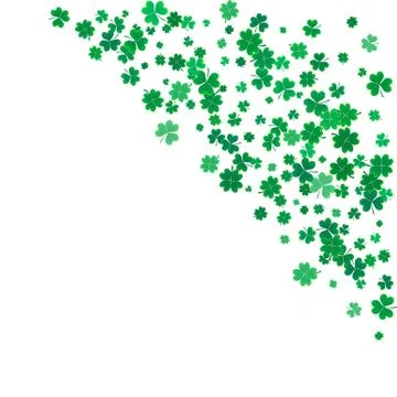St. Patricks day background with flying clovers. Stock Illustration