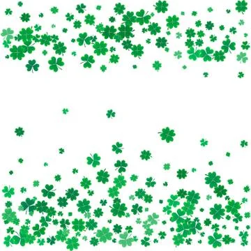 St. Patricks day background with flying clovers. Stock Illustration