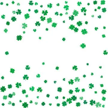 St. Patricks day background with flying clovers. Stock Illustration
