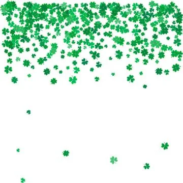 St. Patricks day background with flying clovers. Stock Illustration