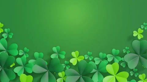 St. patricks day background with green clover leaves animation, 3d rendering Stock Footage 263733176