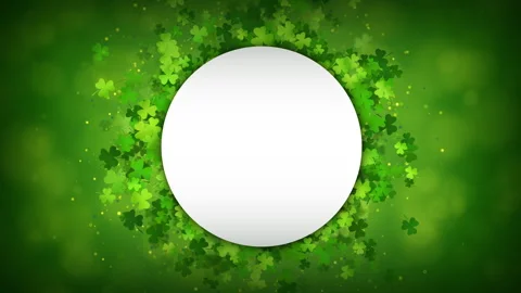 St Patrick's day background with green clover round frame on loop background. Stock Footage 263896194