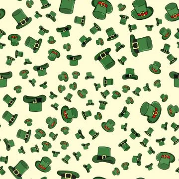 St. Patrick's Day background with green hats. Vector hand-drawn illustration Stock Illustration