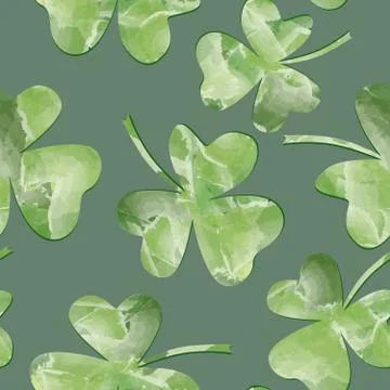 St. Patrick's Day Background. Leaves seamles watercolor pattern Illustrazione stock