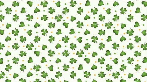St. Patrick's Day background pattern with shamrocks and hearts on a seamless Stock Footage 234528832