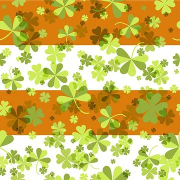 St Patricks Day background. Seamless shamrock pattern. Ireland flag colors Stock Illustration