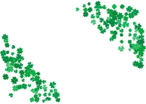 St. Patrick's Day background template with falling clover leaves Stock Illustration