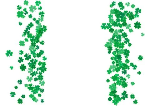 St. Patrick's Day background template with falling clover leaves Stock Illustration