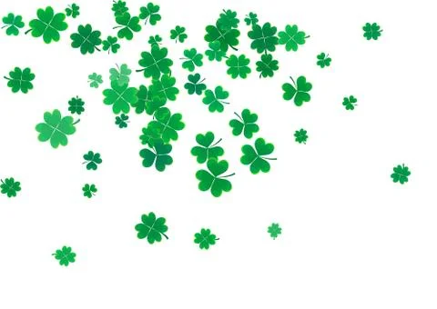 St. Patrick's Day background template with falling clover leaves Stock Illustration