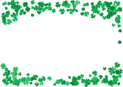 St. Patrick's Day background template with falling clover leaves Stock Illustration