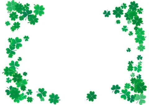 St. Patrick's Day background template with falling clover leaves Stock Illustration