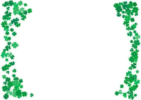 St. Patrick's Day background template with falling clover leaves Stock Illustration