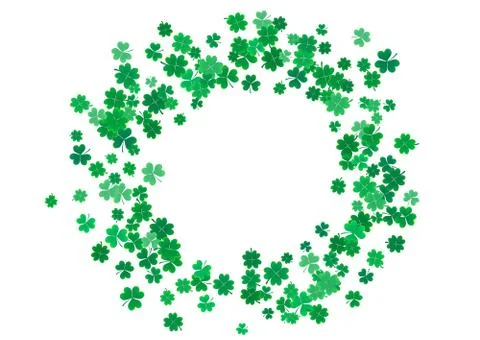 St. Patrick's Day background template with falling clover leaves Stock Illustration