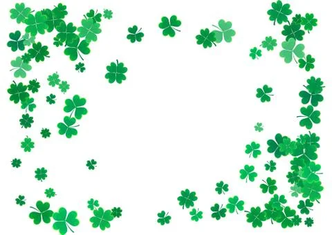 St. Patrick's Day background template with falling clover leaves Stock Illustration