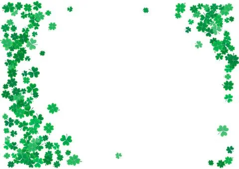 St. Patrick's Day background template with falling clover leaves Stock Illustration