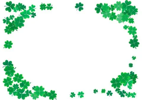 St. Patrick's Day background template with falling clover leaves Stock Illustration