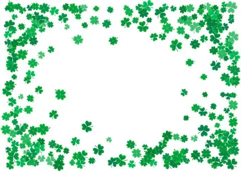 St. Patrick's Day background template with falling clover leaves Stock Illustration