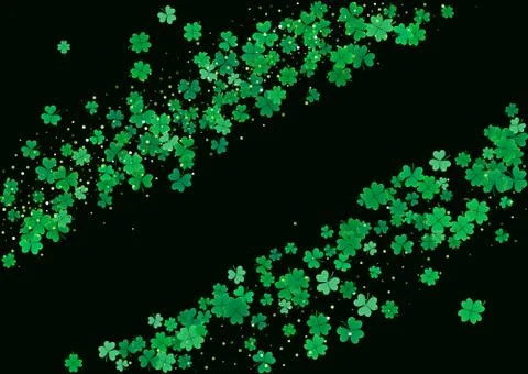 St. Patrick's Day background template with falling clover leaves Stock Illustration