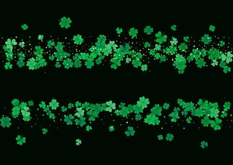 St. Patrick's Day background template with falling clover leaves Stock Illustration