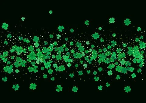 St. Patrick's Day background template with falling clover leaves Stock Illustration