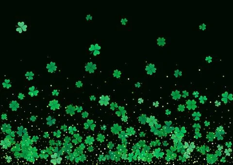 St. Patrick's Day background template with falling clover leaves Stock Illustration
