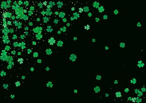 St. Patrick's Day background template with falling clover leaves Stock Illustration
