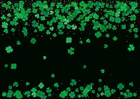 St. Patrick's Day background template with falling clover leaves Stock Illustration