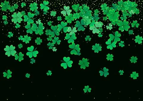 St. Patrick's Day background template with falling clover leaves Stock Illustration