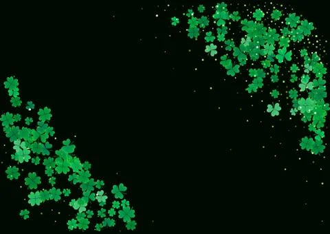 St. Patrick's Day background template with falling clover leaves Stock Illustration