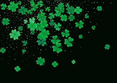 St. Patrick's Day background template with falling clover leaves Stock Illustration