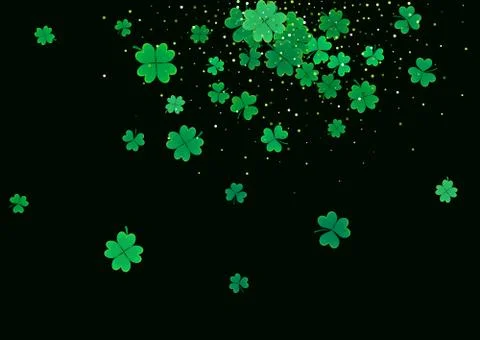 St. Patrick's Day background template with falling clover leaves Stock Illustration