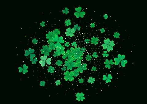St. Patrick's Day background template with falling clover leaves Illustrazione stock