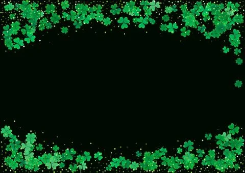 St. Patrick's Day background template with falling clover leaves Stock Illustration