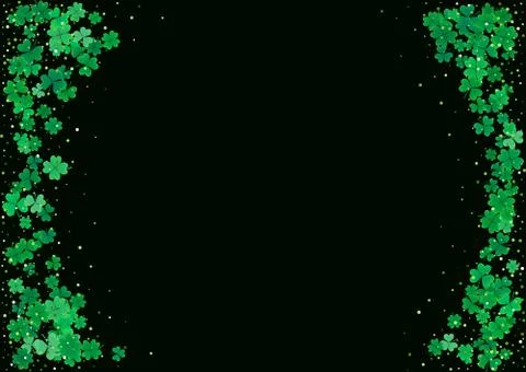 St. Patrick's Day background template with falling clover leaves Stock Illustration