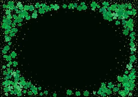 St. Patrick's Day background template with falling clover leaves Illustrazione stock