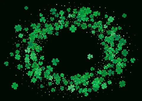St. Patrick's Day background template with falling clover leaves Stock Illustration