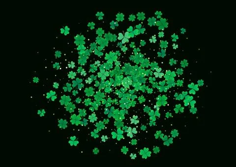 St. Patrick's Day background template with falling clover leaves Stock Illustration
