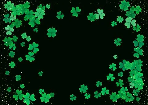 St. Patrick's Day background template with falling clover leaves Stock Illustration