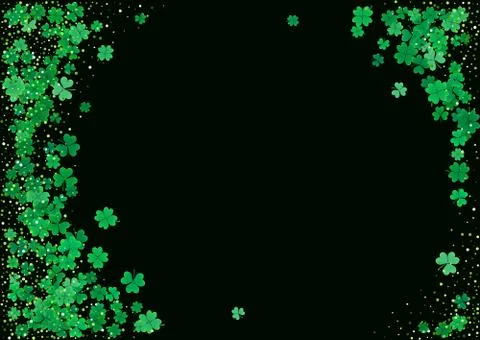 St. Patrick's Day background template with falling clover leaves Illustrazione stock