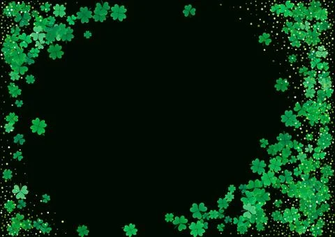 St. Patrick's Day background template with falling clover leaves Stock Illustration
