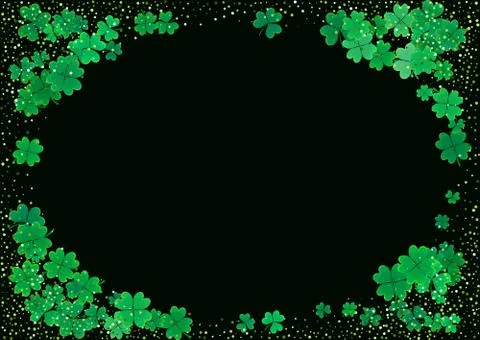 St. Patrick's Day background template with falling clover leaves Stock Illustration